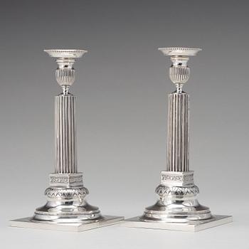 A pair of Swedish 18th century silver candlesticks, marks of Stephan Westerstråhle, Stockholm 1792.