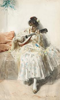 615A. Anders Zorn, "Mandolinspelerskan" (Girl playing mandolin).