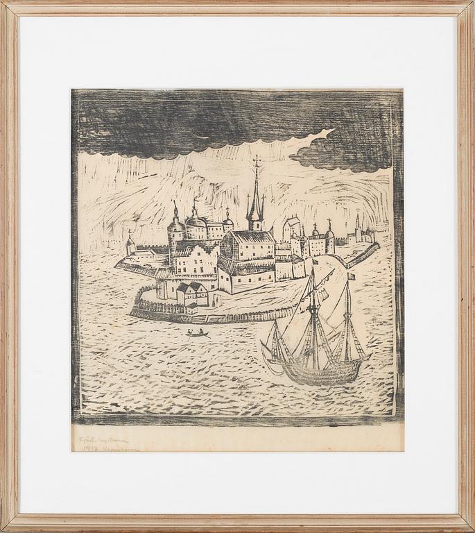 GÖSTA NYSTROEM, träsnitt, signerad och daterad 1917.