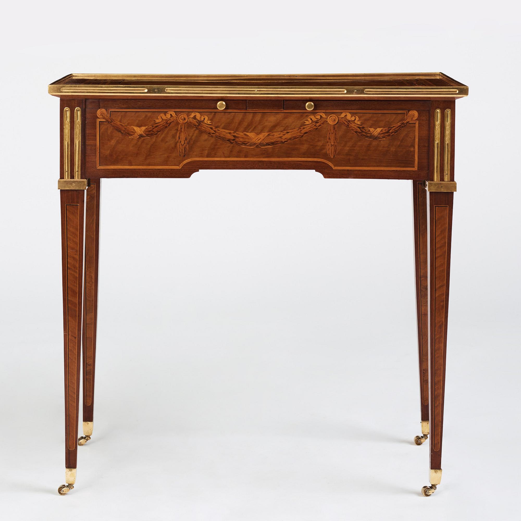A Gustavian table by G Haupt (master in Stockholm 1770-1784), signed and dated 1781.