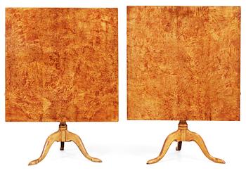 521. Two matched Swedish first halft 19th Century tilt-top tables by L. E. Lindell.