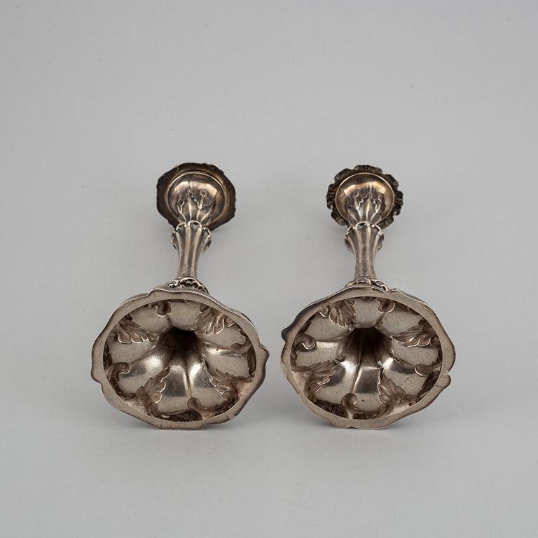 A pair of silver candlesticks, mark of Gustaf Möllenborg, Stockholm 1856.