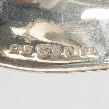 Bägare, 6 st, silver, mestadels GAB, 1900-tal.