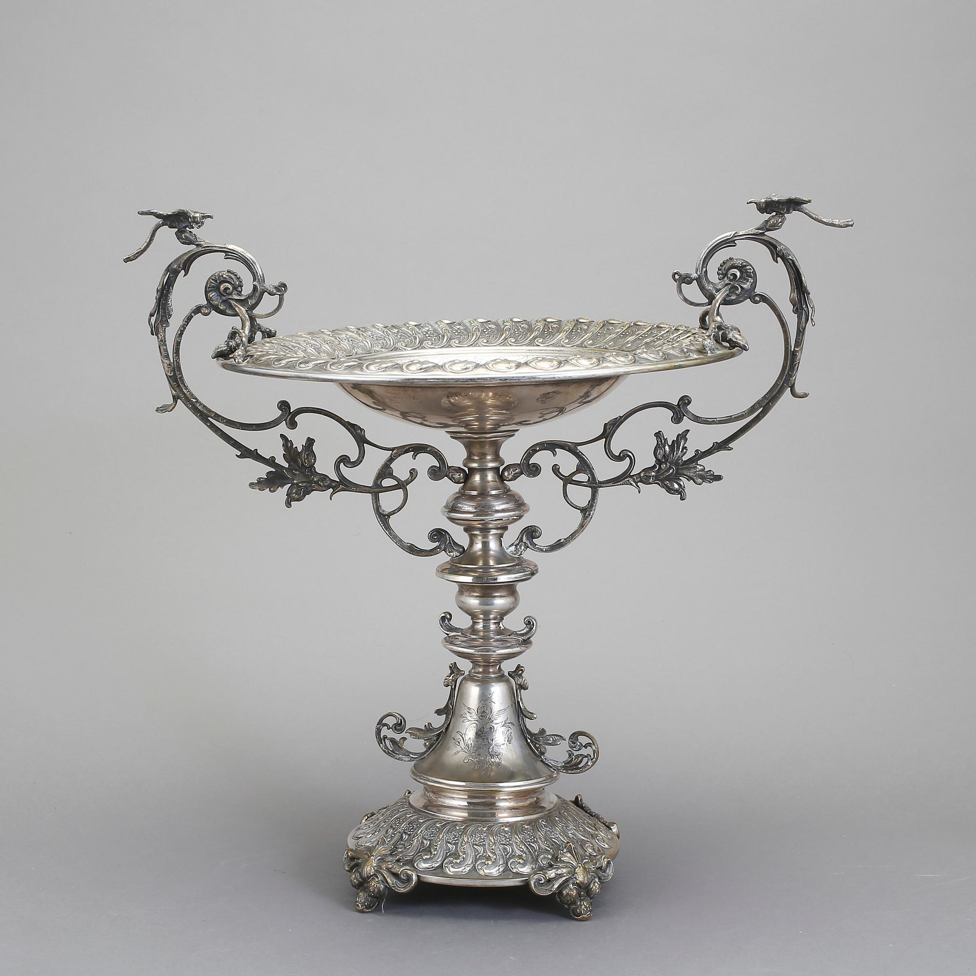 FRUKTSKÅL, nysilver, Uppsala, nyrenässans, omkring år 1800/1900. Stämplat: KGM.
