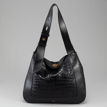 MULBERRY, a black leather 'Marloes' hobo bag.