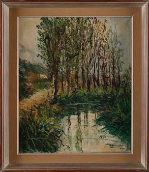 OKÄND KONSTNÄR, olja på duk, signerad och daterad 1954.