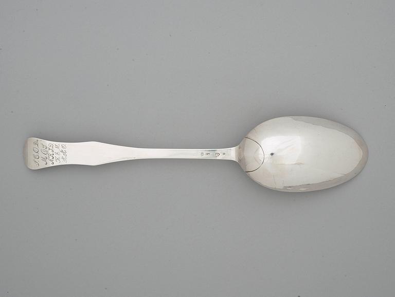A Swedish 17th century silver serving-spoon, marks of  Mikael Hammarberg, Härnösand 1765.