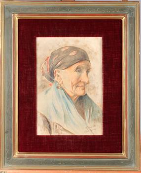 OKÄND KONSTNÄR, akvarell, sign Virginia Ceci, dat Napoli 1890.