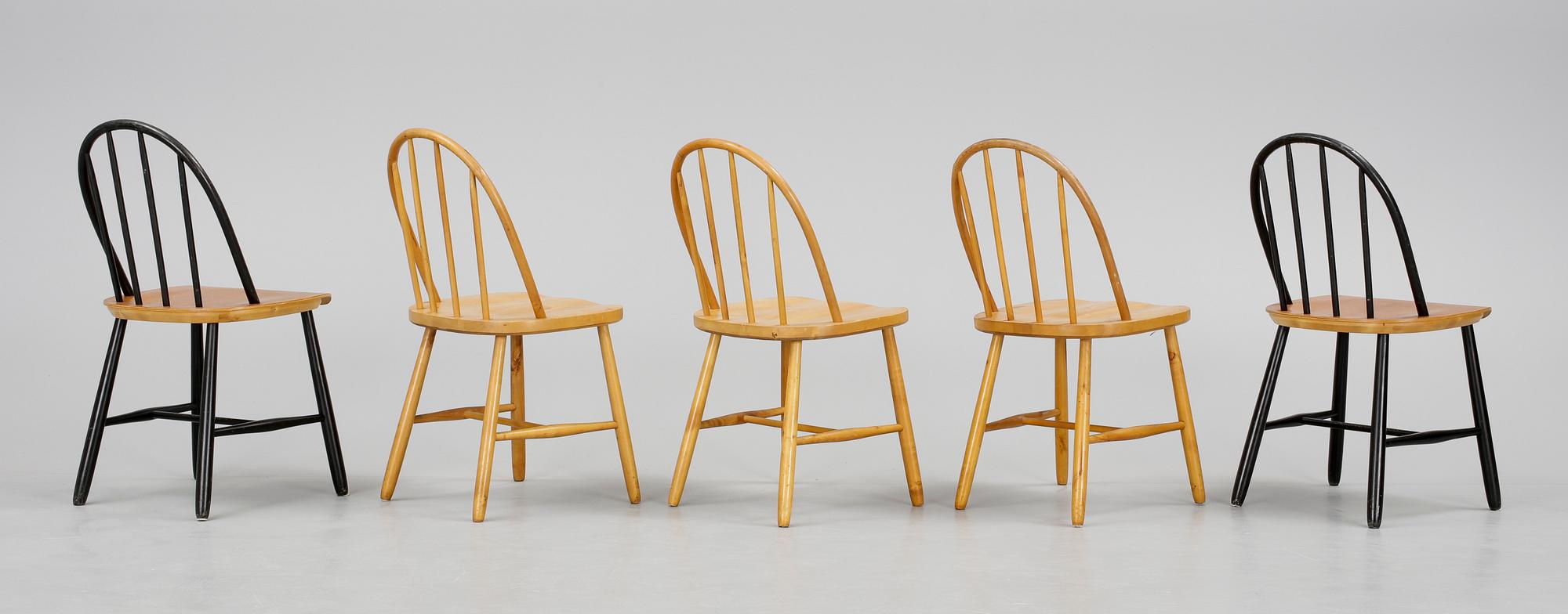 STOLAR, 5 st, Sannolikt Tallåsens Möbelindustrier, omkring 1900-talets mitt.