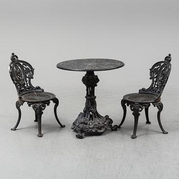 TRÄDGÅRDSMÖBEL, 3 delar, gjutjärn, 1900-tal.