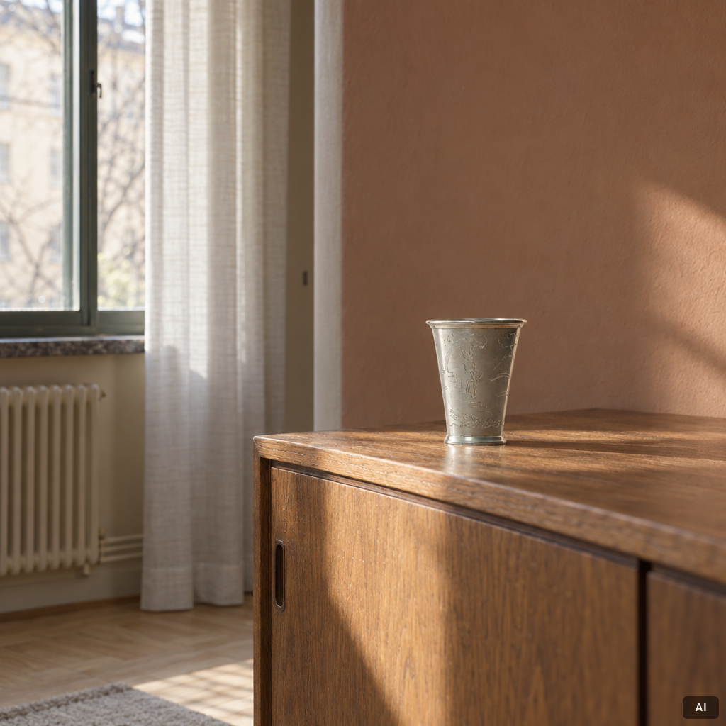 Nils Fougstedt, a pewter vase/ beaker, Firma Svenskt Tenn, model no A 40.
