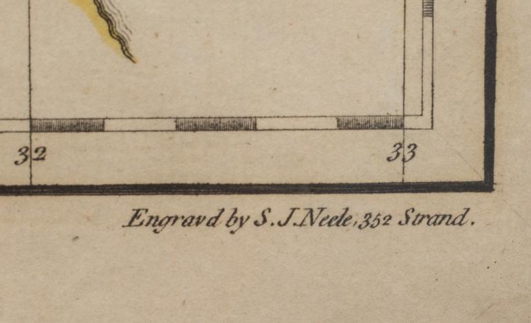 KARTOR, 2 st, handkolorerade 1700-tal.