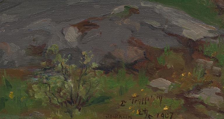 ERIK TRYGGELIN, olja på pannå, signerad och daterad, 1907.