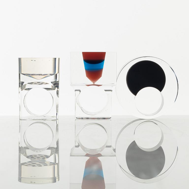 Siv Lagerström, three acrylic rings, 1970s.