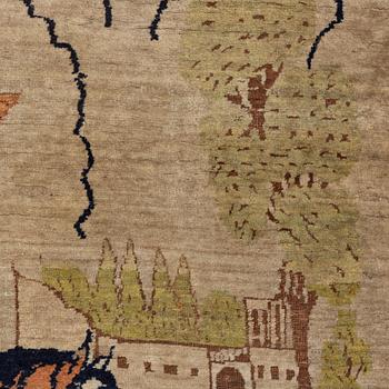 An antique pictorial Kerman Laver, ca 223 x 129 cm.