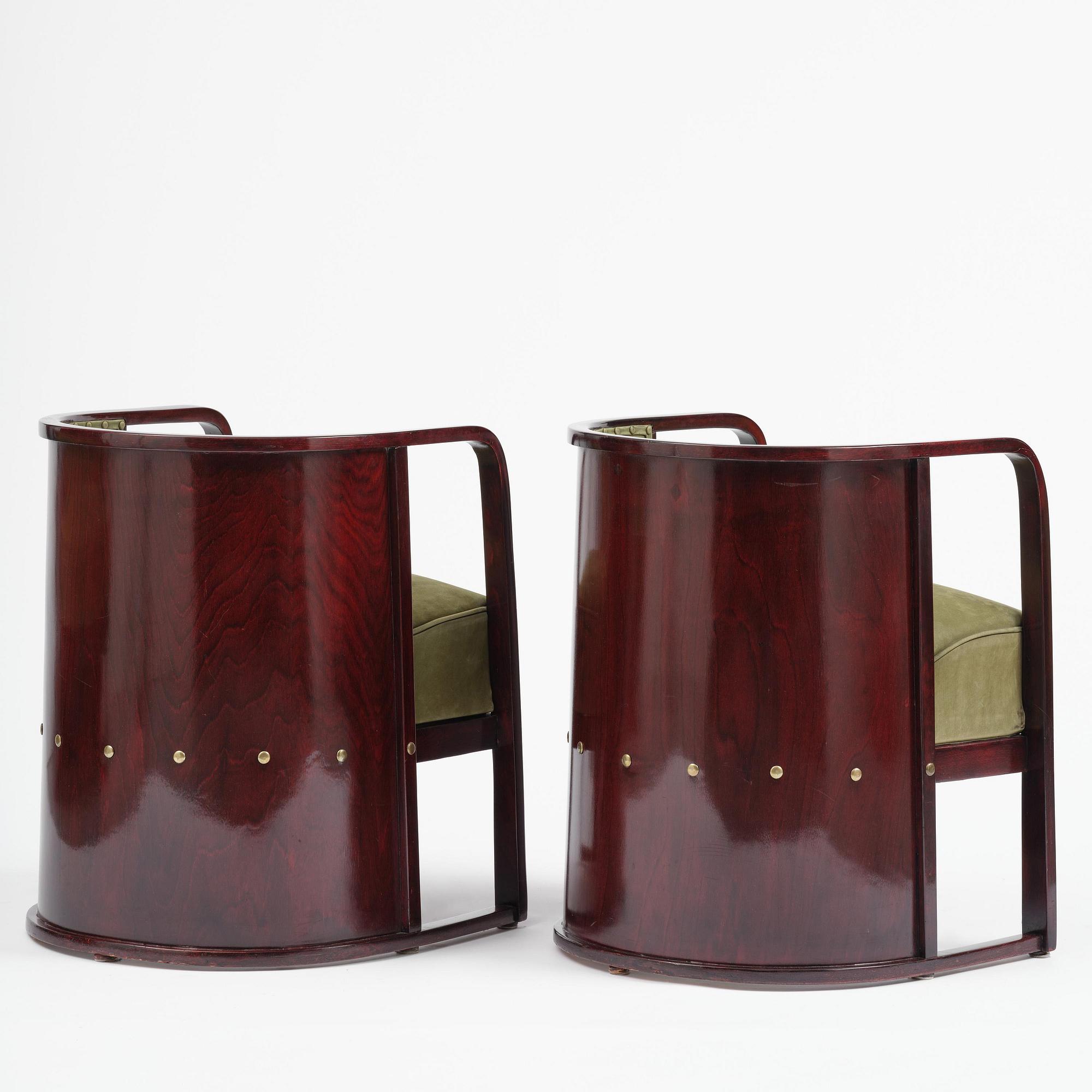 Josef Hoffmann, salongsmöbel, fyra delar, modell 421/428, Jacob & Josef Kohn, Wien, 1900-talets början.