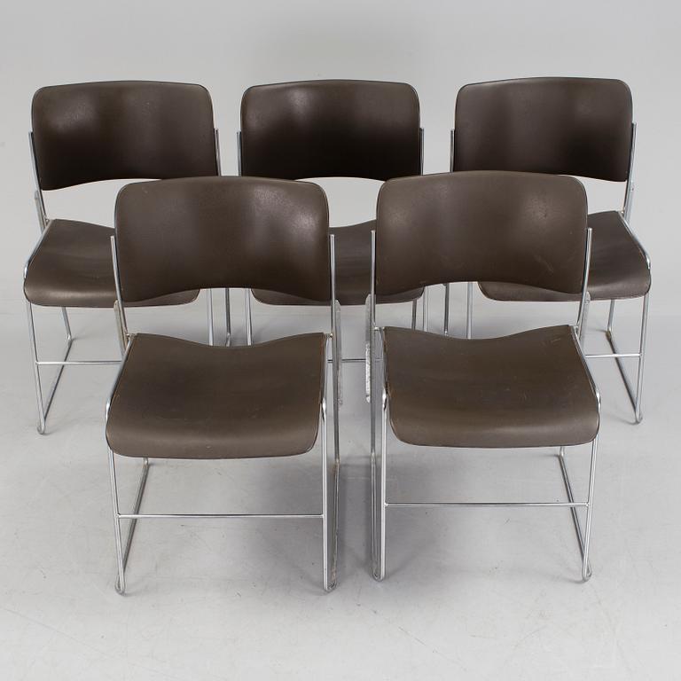 Five metal chairs produced by Overtoom International Technics, late 20th century.