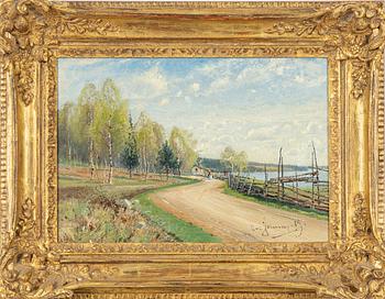 Carl Johansson, Spring Landscape with Wandering Figure.