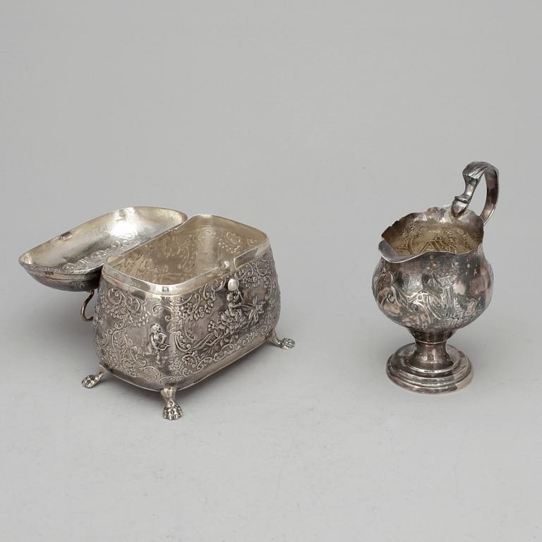 SKRIN samt KANNA, silver, bl a London 1900. Tot ca 297 g.