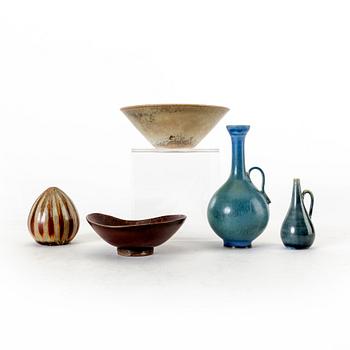 Carl-Harry Stålhane, a set of five stoneware miniature vases, Rörstrand.