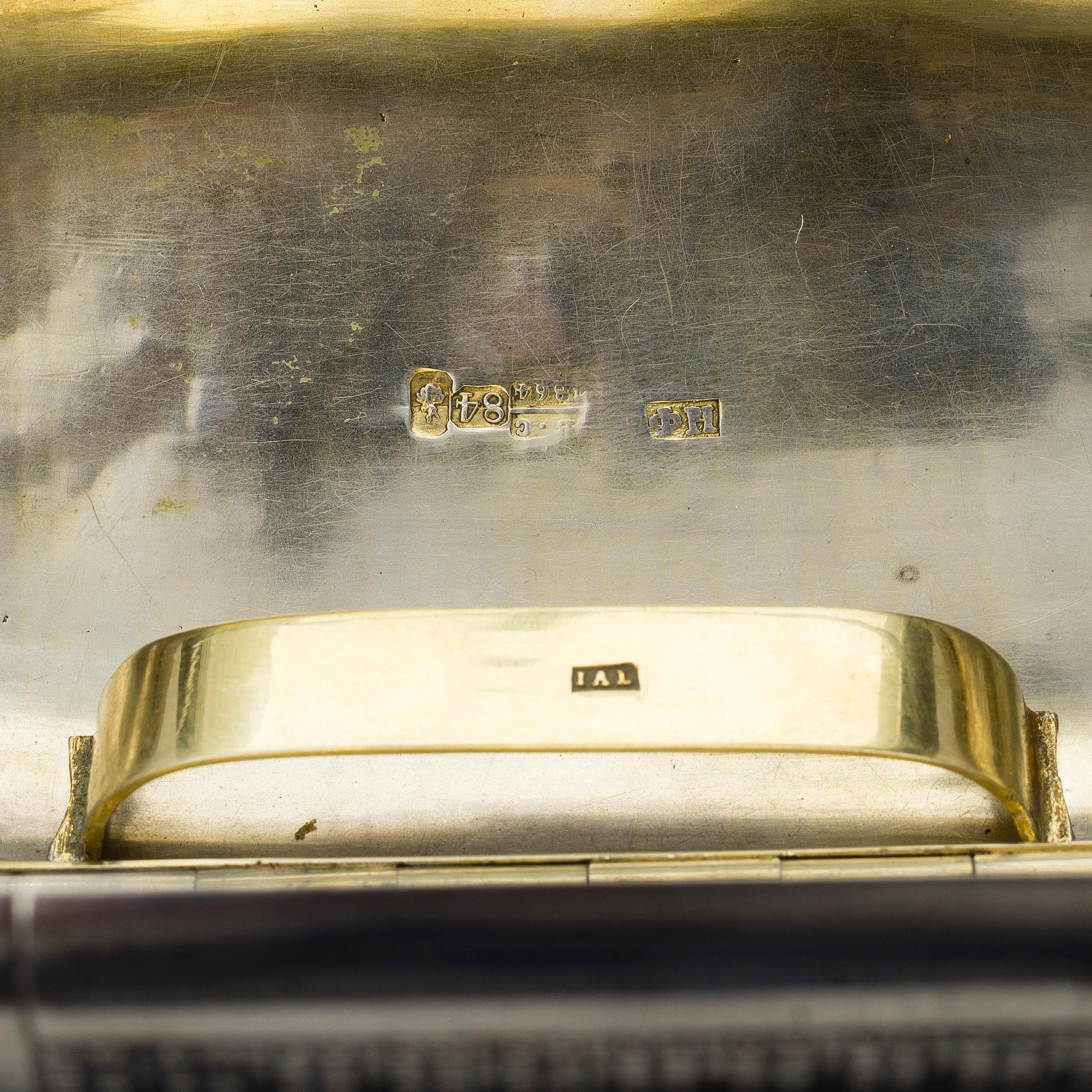 CIGAR CASE, silver and niello, Moscow 1864, N.Feofilov, weight 112 g.