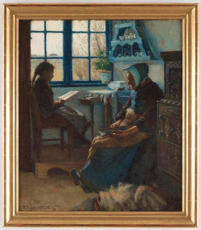 Hans Andersen Brendekilde, Interiör med kvinna och läsande flicka vid fönstret.