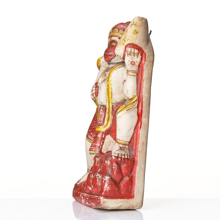 Skulptur, alabaster. Indien, Hannuman, sent 1800-tal.