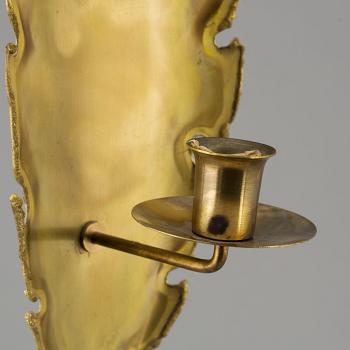 A pair of brass wall scones by Sven Aage Holm-Sörensen, Denmark.