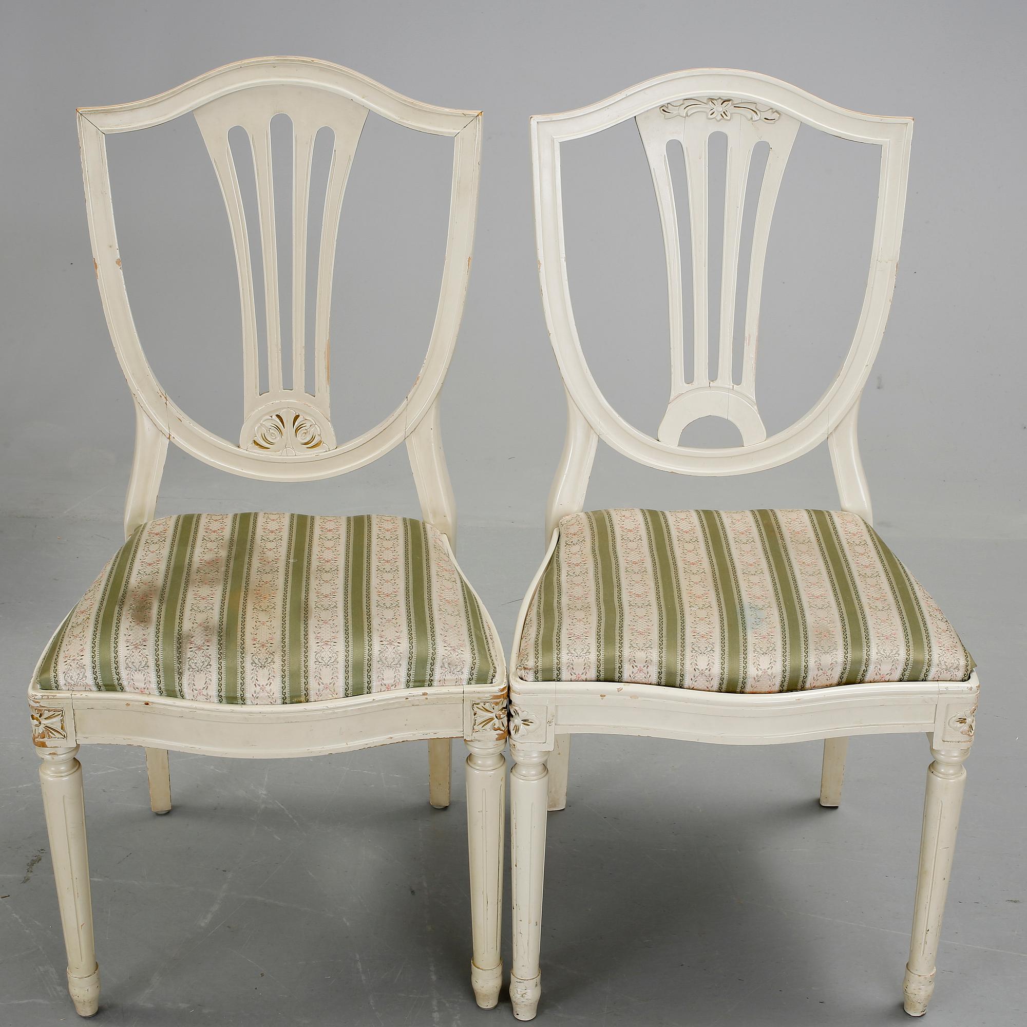 STOLAR, 6 + 1, gustaviansk stil, omkring 1900-talets mitt.