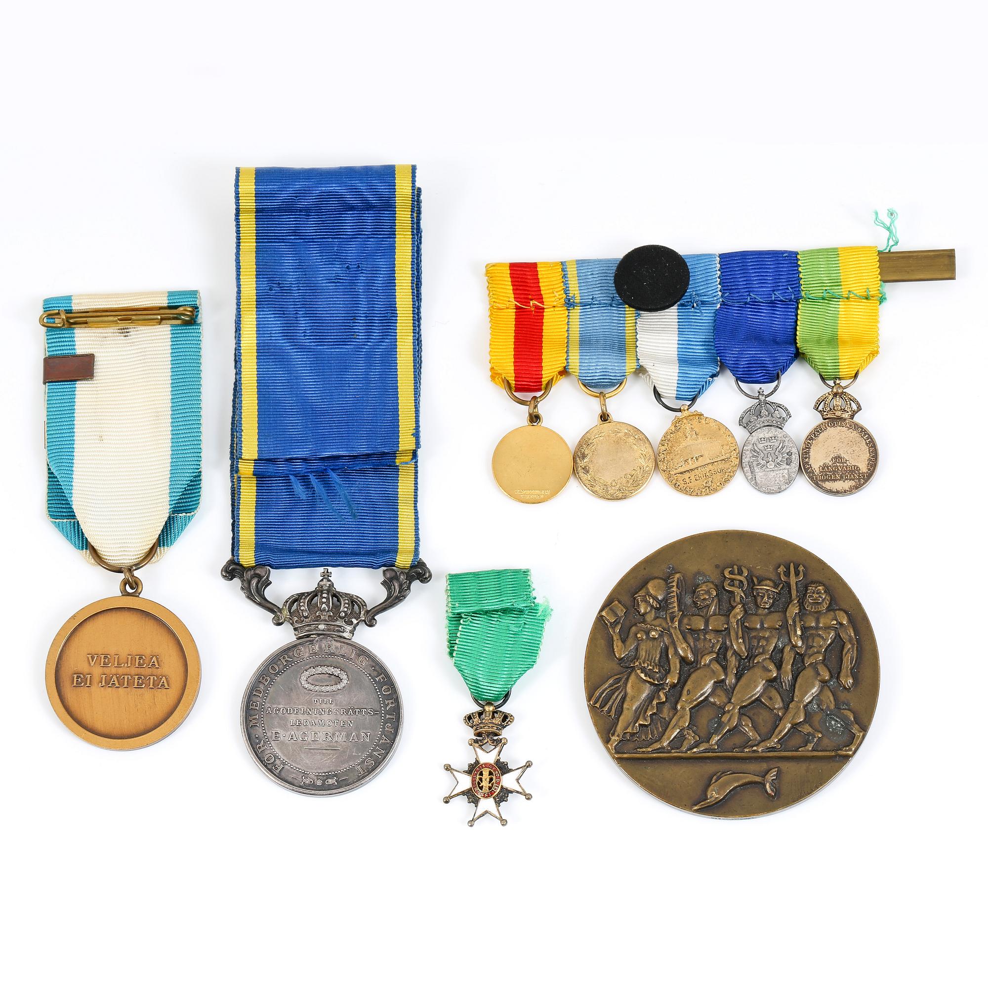 MEDALJER 8 st SAMT ORDEN, Sverige och Finland, sekelskiftet 1900 till 1900-talets andra hälft.