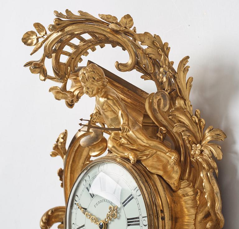 A French Louis XV gilt bronze clock by Ferdinand Berthoud (1727-1807).