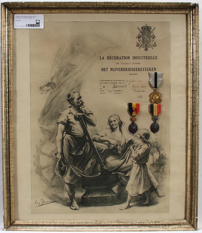 DIPLOM MED MEDALJER, "La Decoration Industrielle", Belgien 1931.