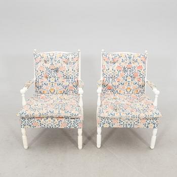 Armchairs, a pair in the Gripsholm model by Nordiska Kompaniet, second half of the 20th century.