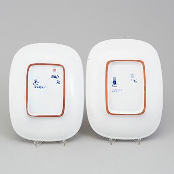 STIG LINDBERG, skålar och fat, 5 st, fajans, Gustavsberg studio 1950-tal.