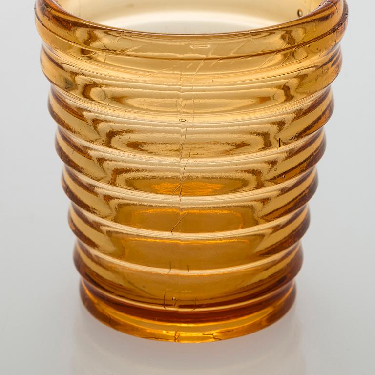 Aino Aalto, set of three  1930s 'Bölgeblick' 4052 drinking glasses for Karhula Glassworks, Finland.