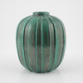 Upsala ekeby green glaced vase.