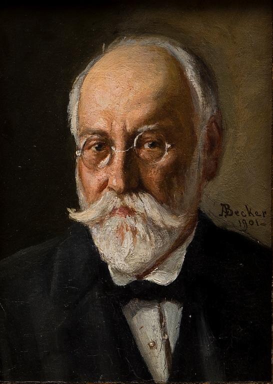 ADOLF VON BECKER, olja på pannå, signerad och daterad 1901.