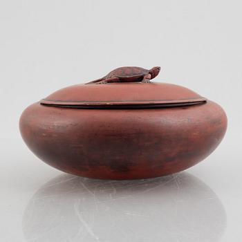 A red lacquer bowl with cover, Japan, presumably Meiji (168-1912).