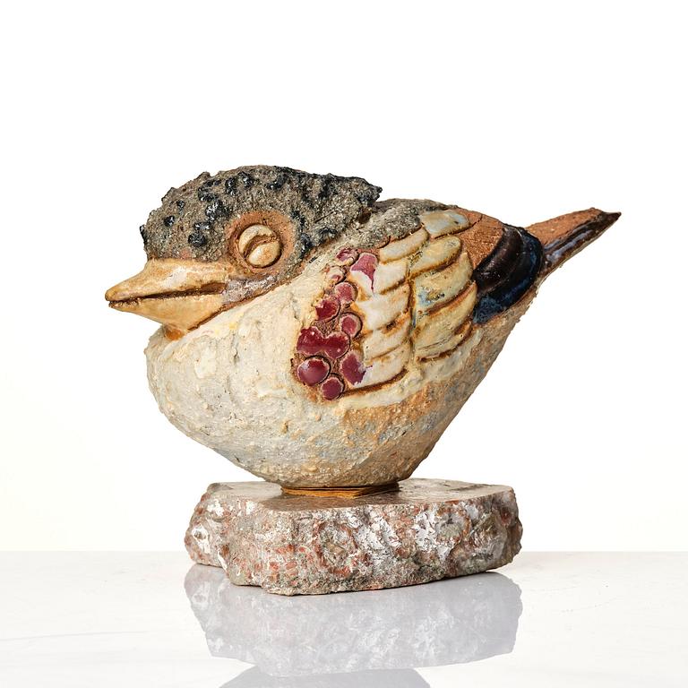 Tyra Lundgren, a stoneware sculpture of a bird, own studio, Bredkvie, Sweden, ca 1964.