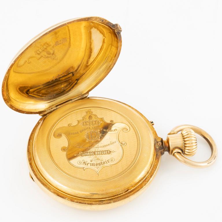 Fickur, Montandon Locle, savonett, 18K guld, 51 mm.