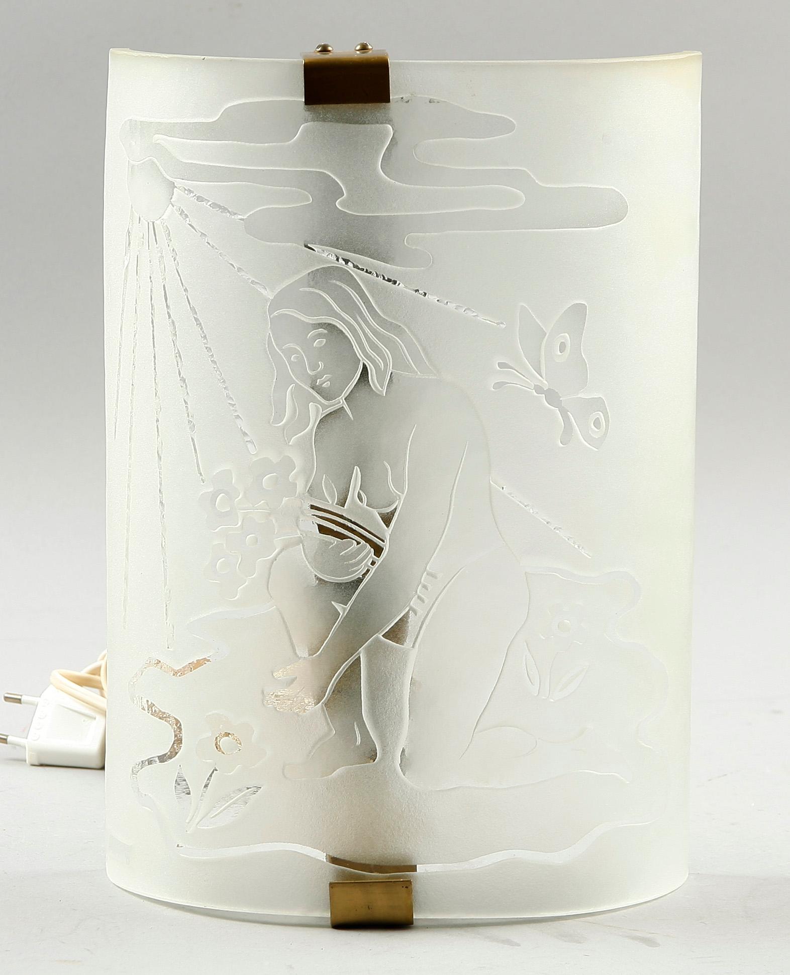 VÄGGLAMPA, glas, sign Glössner- 47.