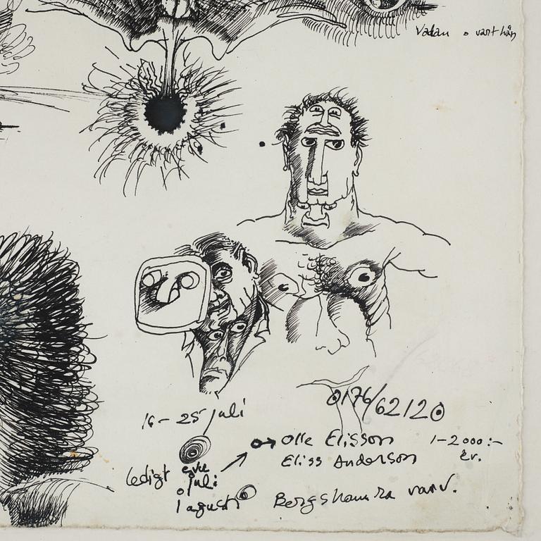 Ulf Rahmberg, mixed media on paper, signed and dated -79 on verso.