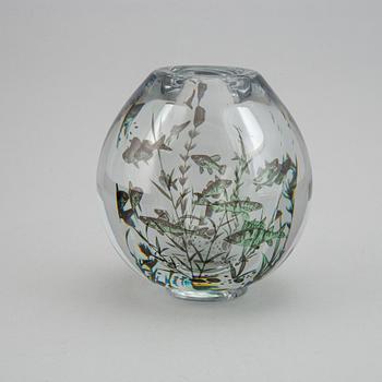 EDWARD HALD, a "graal" glass vase, Orrefors 1945.