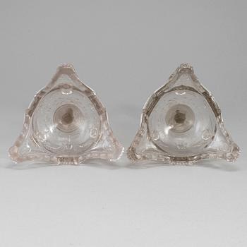 A pair of moulded glass candlesticks, late 19th century.