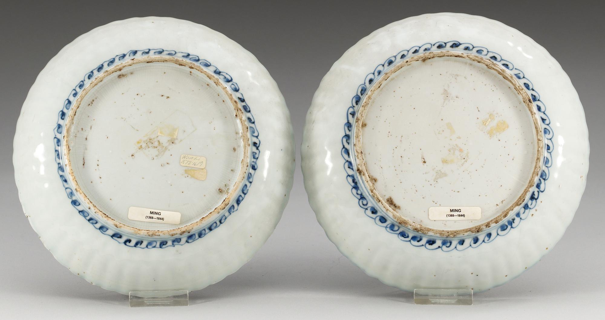 Two blue and white dishes, Ming dynasty, Wanli (1573-1613).