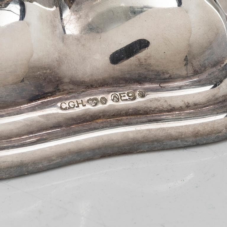 Ljusstakar, ett par, silver, C G Hallberg, 1955.