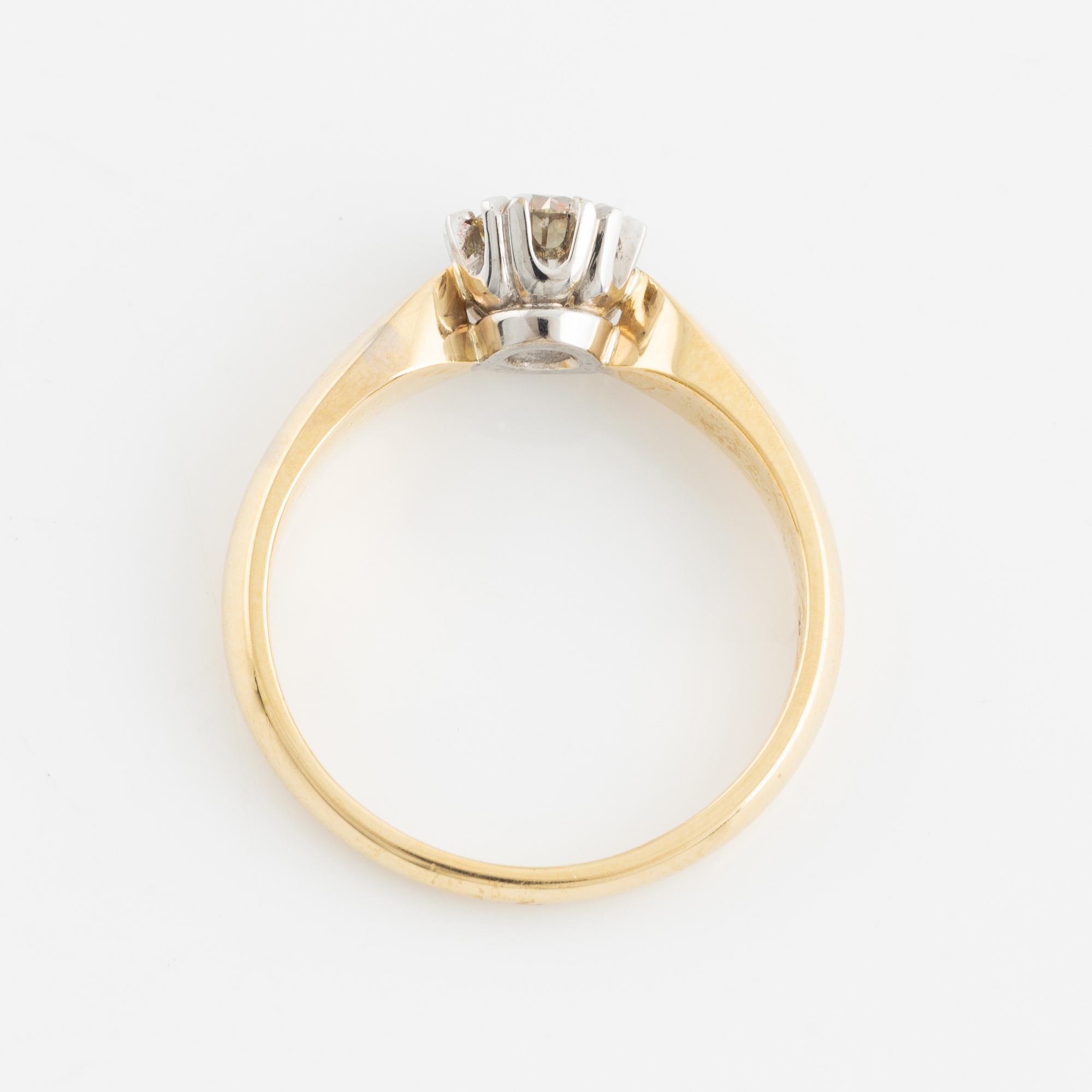 Brilliant cut diamond solitaire ring.