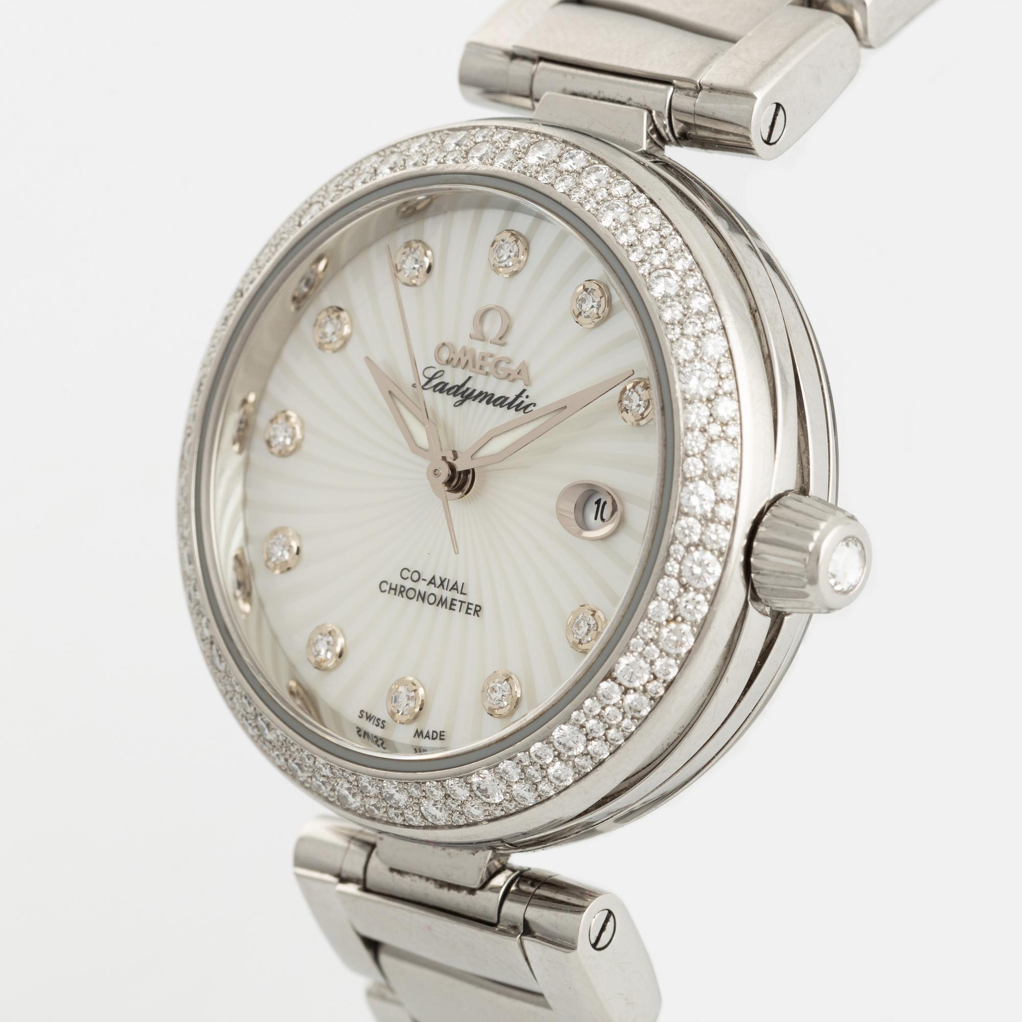Omega, De Ville, Ladymatic, Co-Axial, "Diamond Dial", Chronometer, armbandsur, 34 mm.