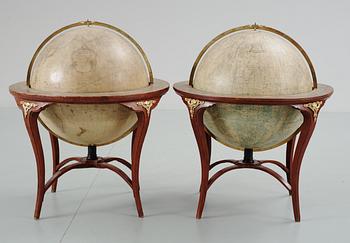 JORDGLOB GLOBUS TERRAQUEUS OCH HIMMELSGLOB GLOBUS COELESTIS, av Anders Åkerman 1766 och Fredrik Akrel 1791.