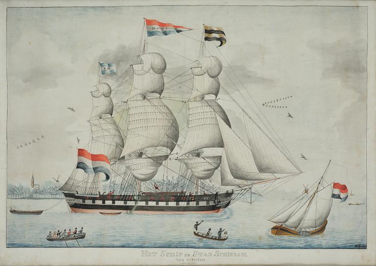 W Rijnbend, 18th century, "The Ship of the City of Schiedam".
